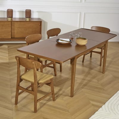 Table rectangulaire en chêne 1 rallonge 6/8 couverts marron