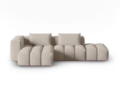 Canapé d'angle gauche modulable 4 places en tissu structurel le sable