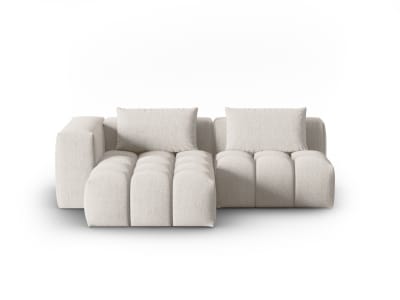Canapé d'angle gauche modulable 3 places en tissu structurel beige