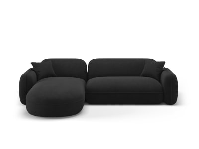 Canapé d'angle gauche modulable 4 places en velours anthracite