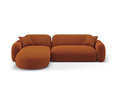 Canapé d'angle gauche modulable 4 places en velours terracotta