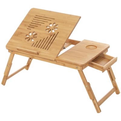 Table de lit pliable en bambou pour pc portable 55 x 35 x 29 cm