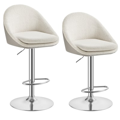 Tabourets de bar réglable en hauteur pivotant blanc