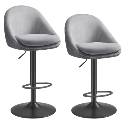 Tabourets de bar réglable en hauteur pivotant gris
