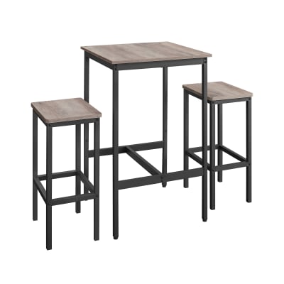 Table haute cuisine avec 2 tabourets encastrables 60 x 60 x 92 cm noir