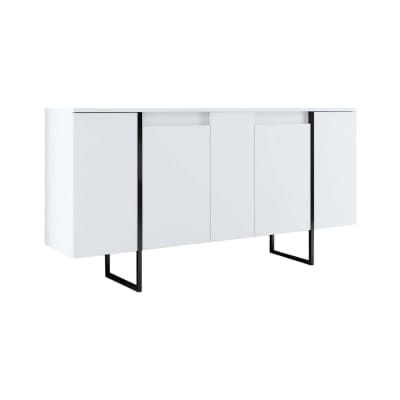 Buffet effet bois blanc, noir 160x35h80 cm
