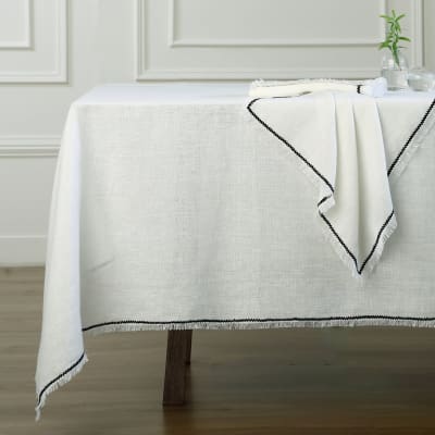 Nappe lin lavé 150x250 blanc & noir