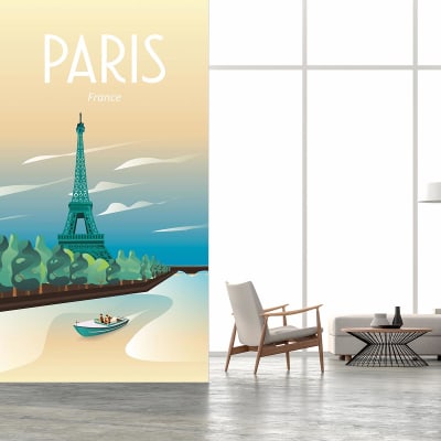 Papier peint la seine et la tour eiffel 156x270 cm