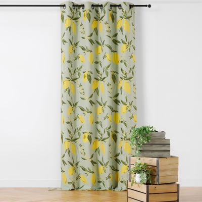 Rideau dolce vita motif citrons coton/polyester vert 140x260 cm