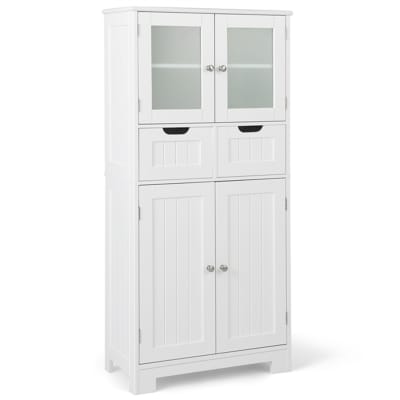 Meuble sur pied de salle de bains étagère ajustable blanc 30x60x128cm