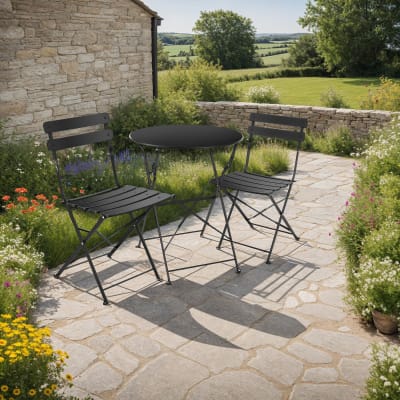 Ensemble table et chaises bistrot pour 2 personnes noir