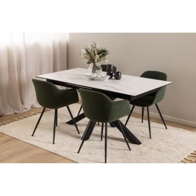 Table rectangulaire extensible en céramique l168/210 blanc marbre