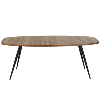 Table ovale en teck recyclé brossé et en métal 6 places l200 marron
