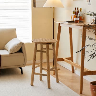 Lot de 2 tabourets de bar en bambou massif