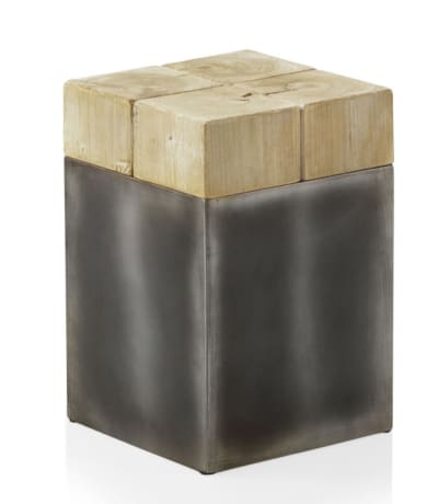 Tabouret en épicéa avec base laquée en couleur métallique
