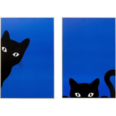 Tableaux chats joueurs bleus et noirs
