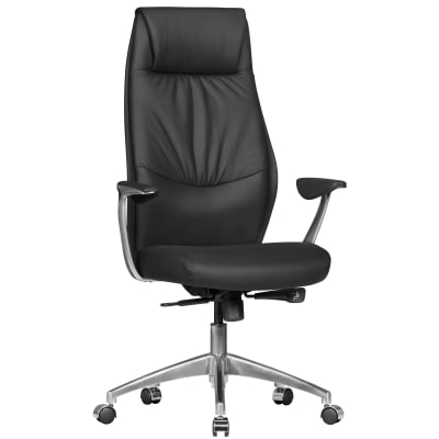 Fauteuil de direction réglable en hauteur en cuir, noir