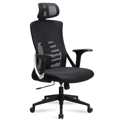 Chaise de bureau réglable en hauteur, résille en tissu, noir