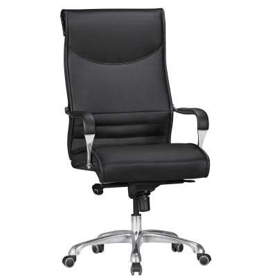 Fauteuil de direction réglable en hauteur en similicuir, noir