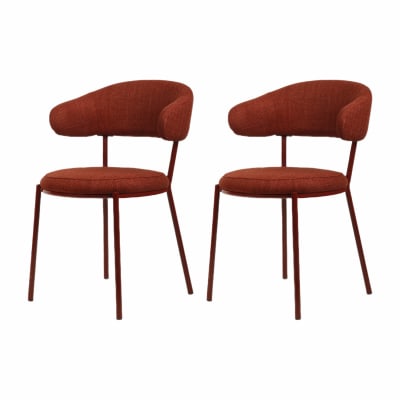 Ensemble de 2 chaises de salle à manger rouges rembourrées en tissu