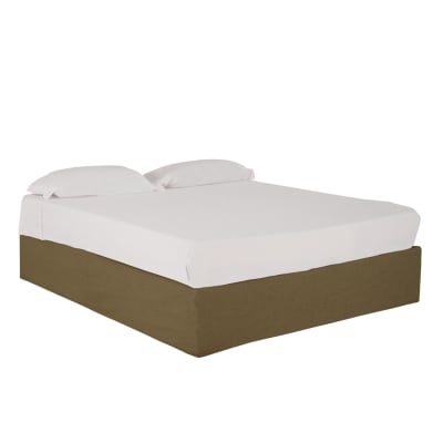 Canapé en lin vert déhoussable pour les matelas 90x200cm