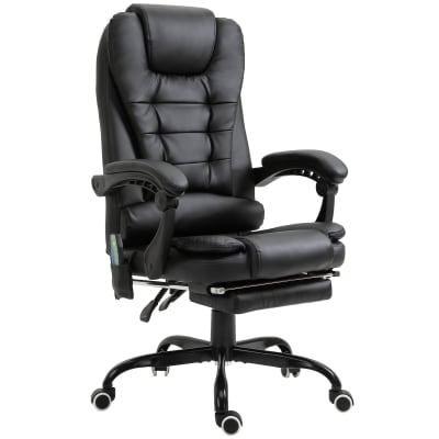 Fauteuil bureau direction massant inclinable repose-pied coussin noir