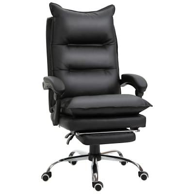 Fauteuil de bureau direction inclinable repose-pied intégré noir