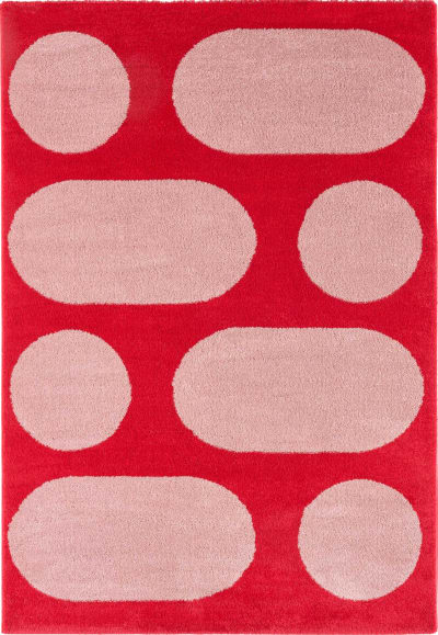 Tapis vintage style année 70 à motif géométrique rouge 80x140