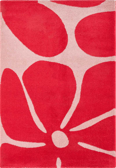Tapis vintage style année 70 à motif fleur rouge 80x140