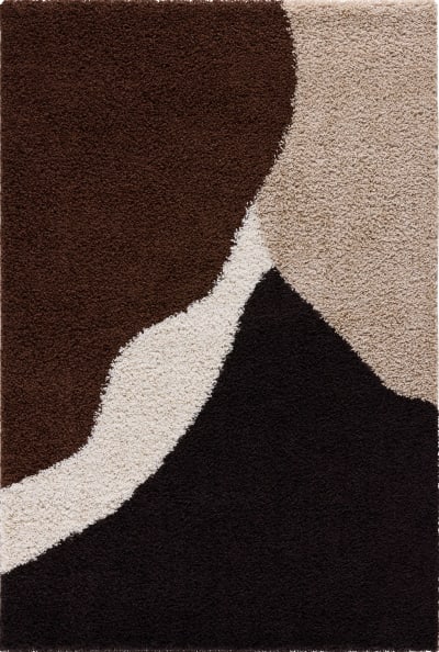 Tapis shaggy à poils long à motif moderne marron 120x160