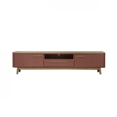 Meuble tv style contemporain en chêne rose