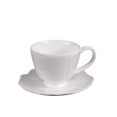 Lot de 6 tasses à thé avec sous-tasses blanches 20 cl