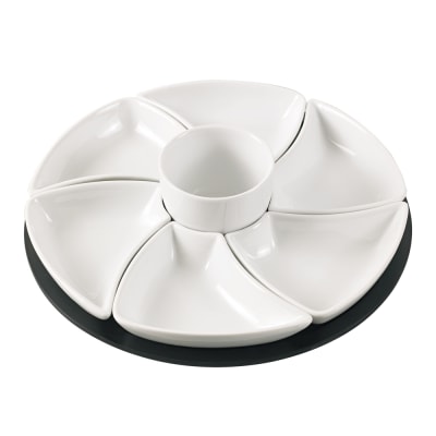 Service apéritif hélice 8 pièces 30 cm blanc en céramique