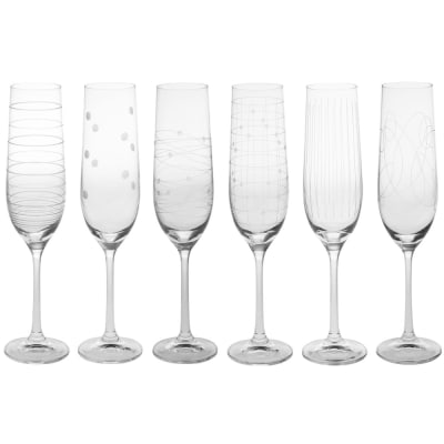Coffret de 6 flûtes à champagne graphik 19 cl transparent / cristal