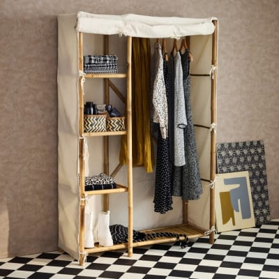 Armoire dressing en bambou, 3 étagères