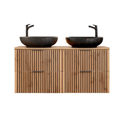 Meuble double vasque 120cm bois panneaux mélaminé et mdf noir