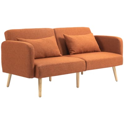 Canapé convertible 3 places scandinave inclinable tissu ocre havane