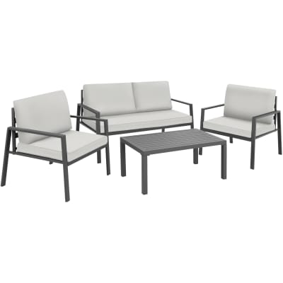 Salon de jardin Avec cadre en aluminium pour 4 personnes gris clair
