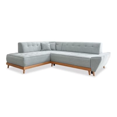 Canapé d'angle 6pl convertible, angle gauche, gris clair