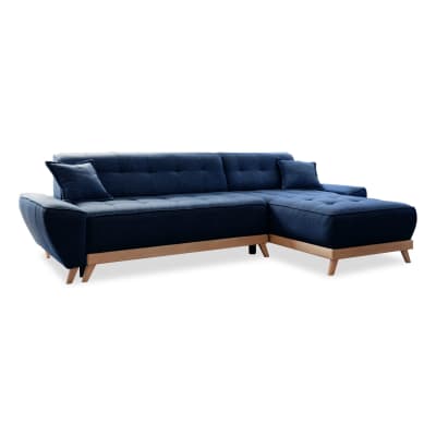Canapé d'angle 4pl convertible, bleu marine