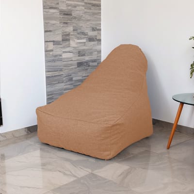 Pouf fauteuil xxl tissu effet lin - 120x70x90 cm - marron