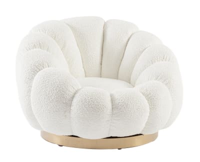 Fauteuil pivotant en tissu bouclé blanc