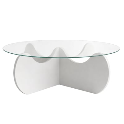 Table basse salon bois mélaminé blanc 90x90x30h cm
