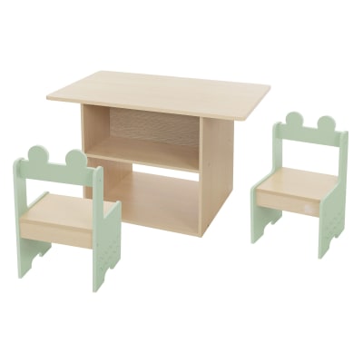 Set de table et 2 chaises pour enfants beige/vert MDF forme crocodile