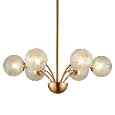 Lustre en verre doré / laiton 58 cm