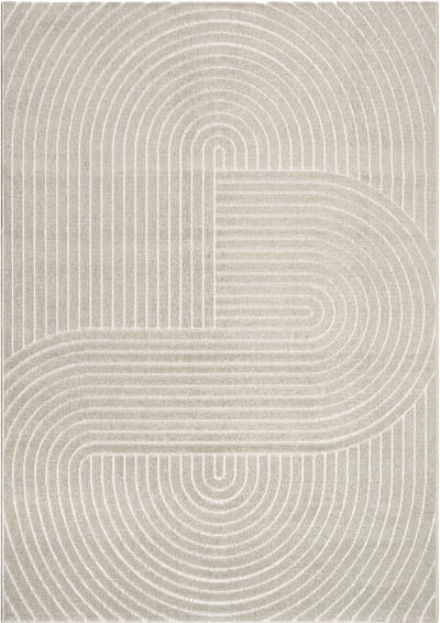 Tapis extérieur intérieur terrasse moderne bohème, beige, 160 x 220 cm