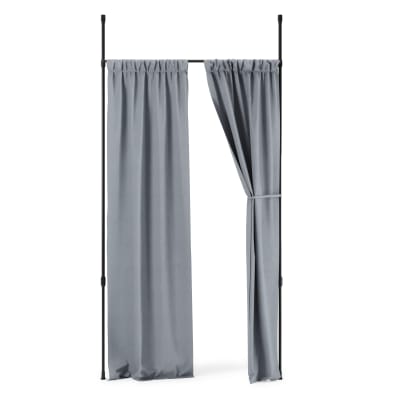 Tringle à rideaux extensible et séparateur de pièce en métal noir