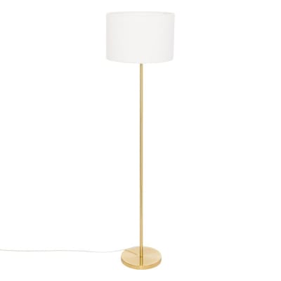 Lampadaire doré 150cm avec abat jour bouclette