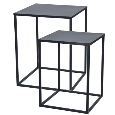 Set de 2 tables basses en métal noir 35x35x45cm