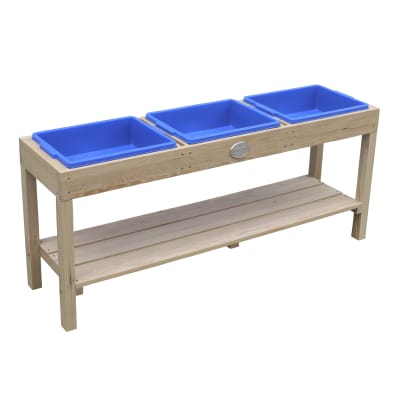 Table de jeu sable et eau avec 3 bacs, en bois fsc, 124 x 50 cm